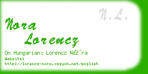 nora lorencz business card